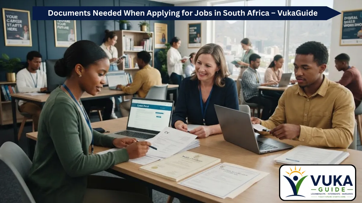South African job seekers preparing CVs and documents for job applications