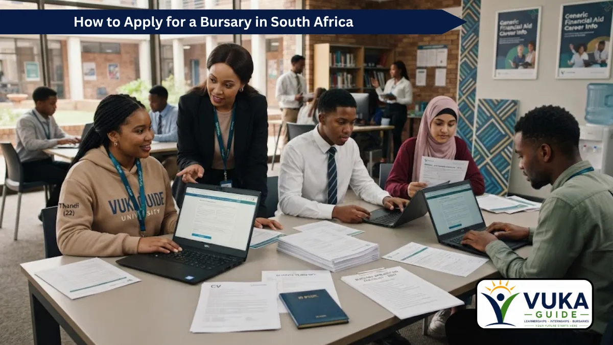 South African students preparing and submitting bursary applications for tertiary education