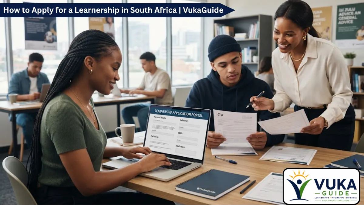 Young South African job seekers applying for a learnership online