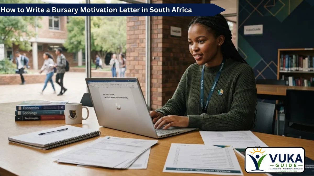 South African student writing a bursary motivation letter for tertiary education funding